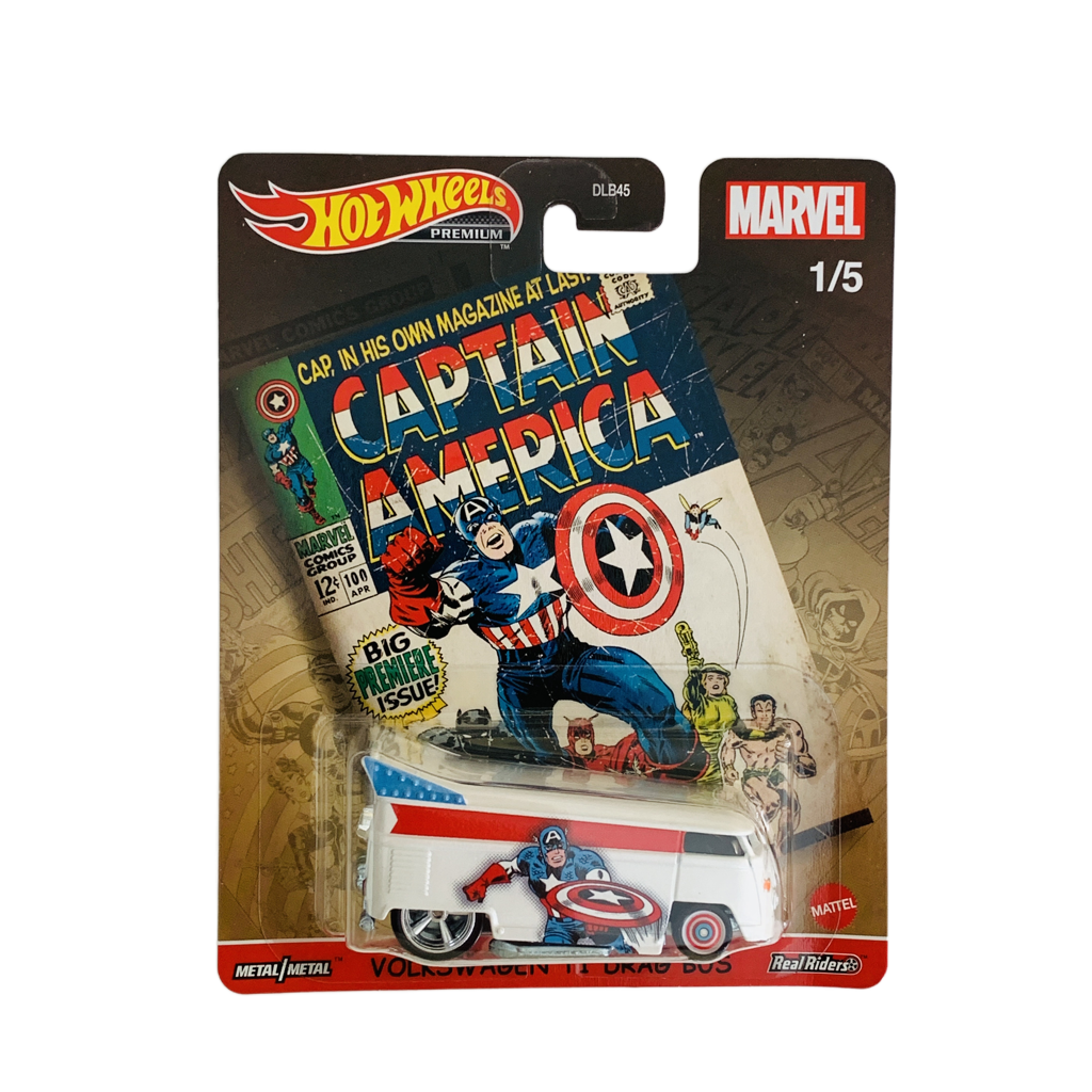 Hot Wheels Premium Marvel Captain America Volkswagen T1 Drag Bus