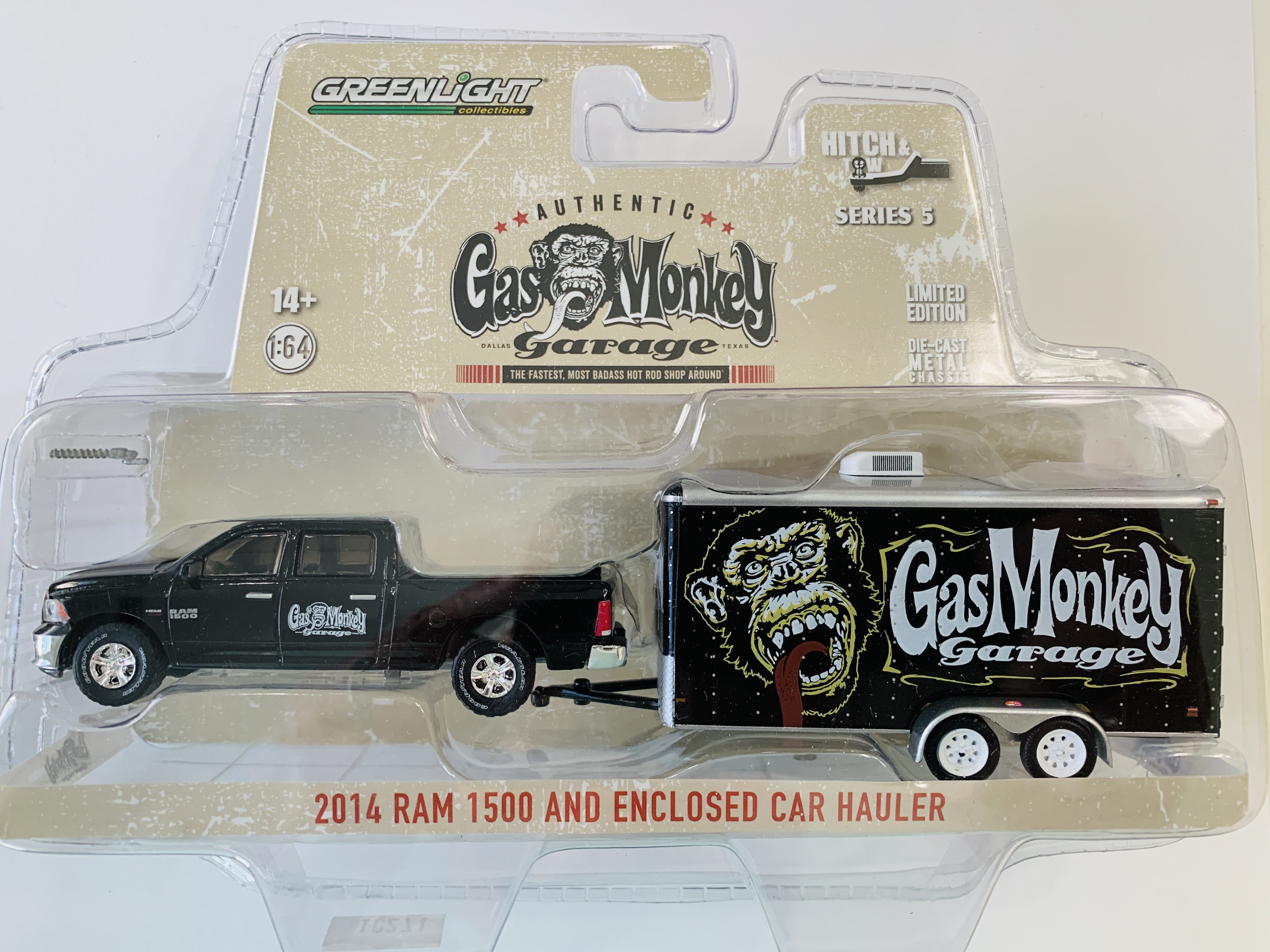 Greenlight Hitch & Tow Gas Monkey Garage 2014 RAM 1500 And Enclosed Car ...