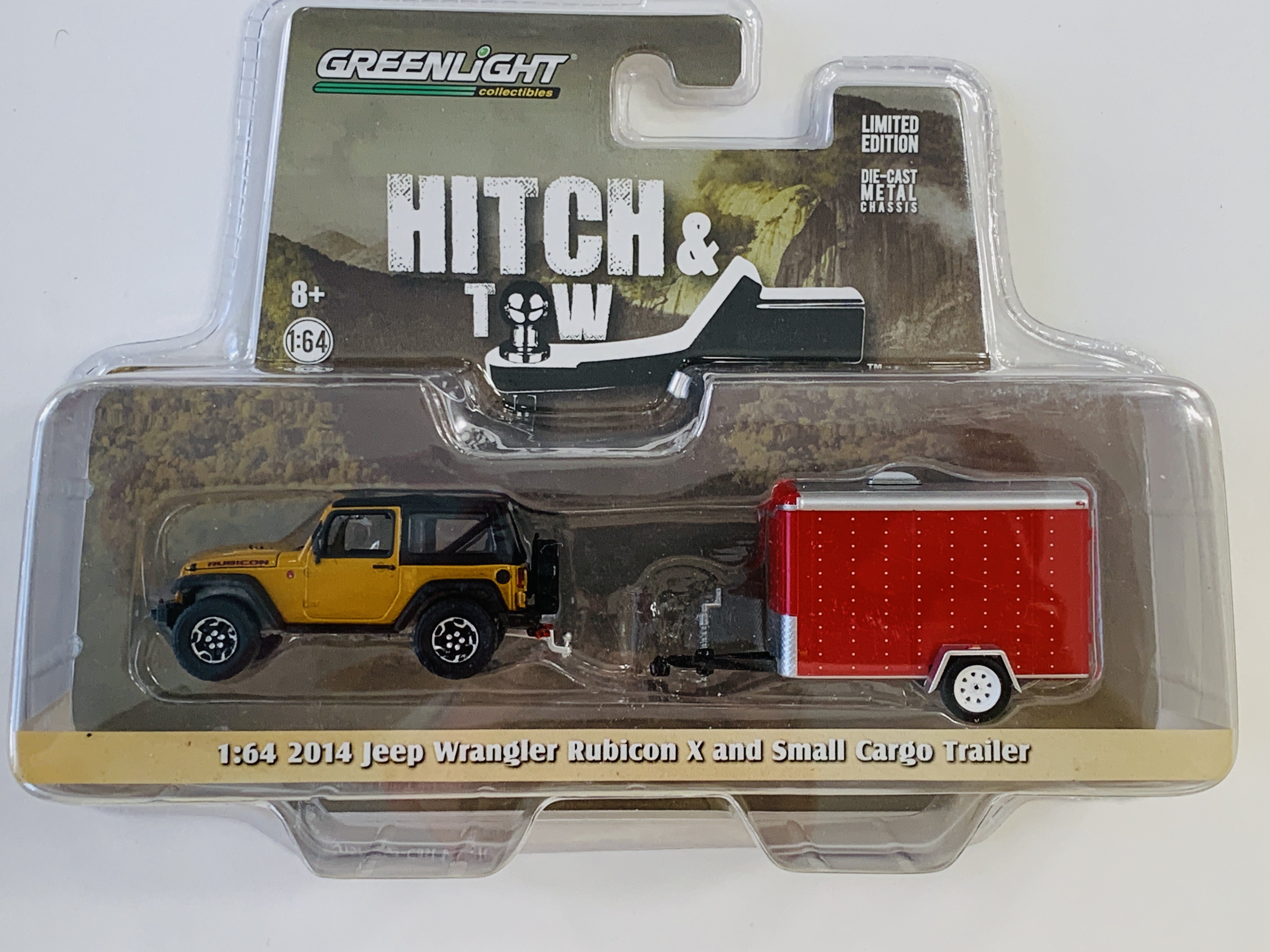 Greenlight Hitch & Tow 2014 Jeep Wrangler Rubicon X and Cargo Trailer