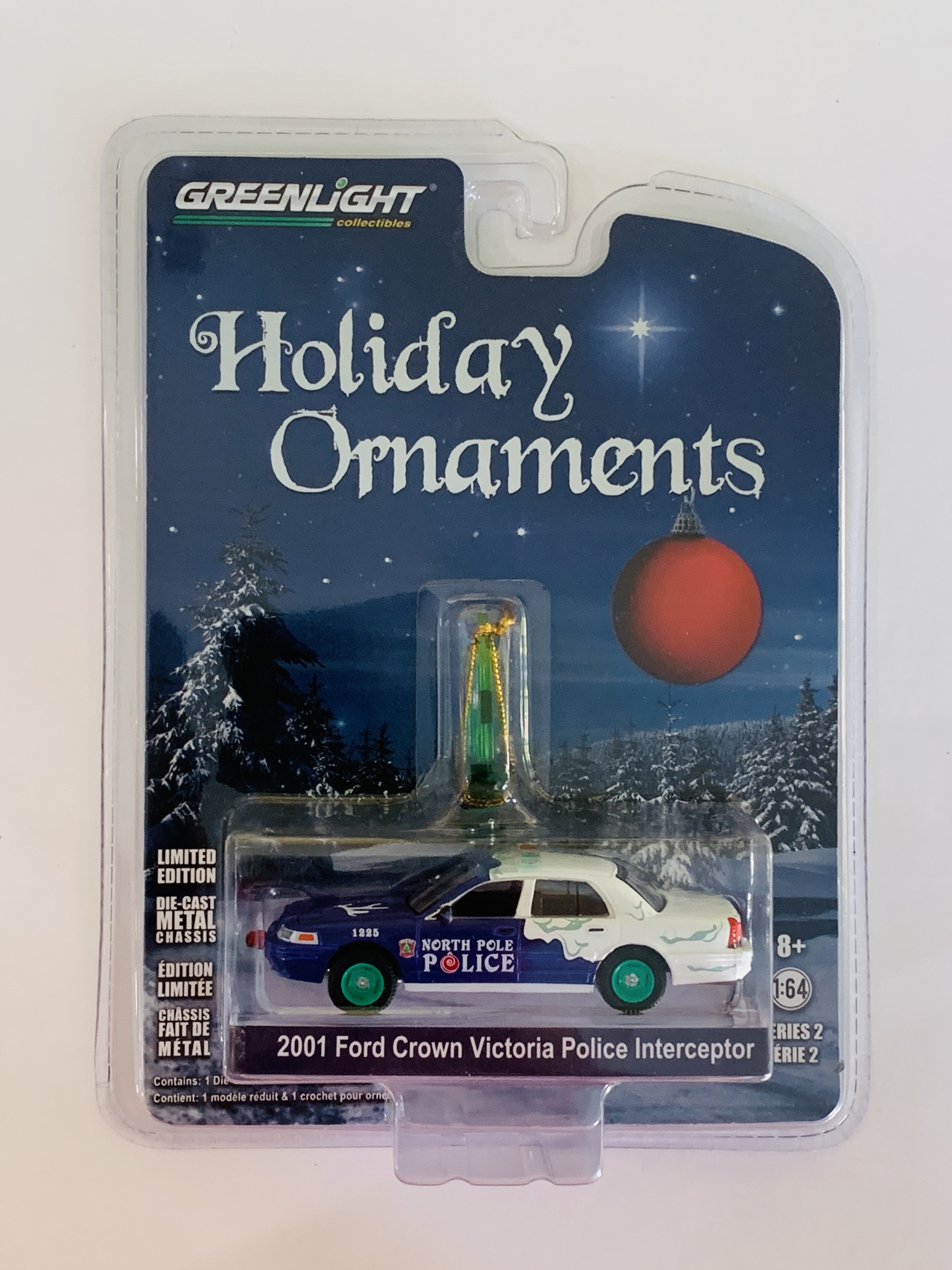Greenlight Holiday Ornaments 2001 Ford Crown Victoria Police Interceptor Green Machine