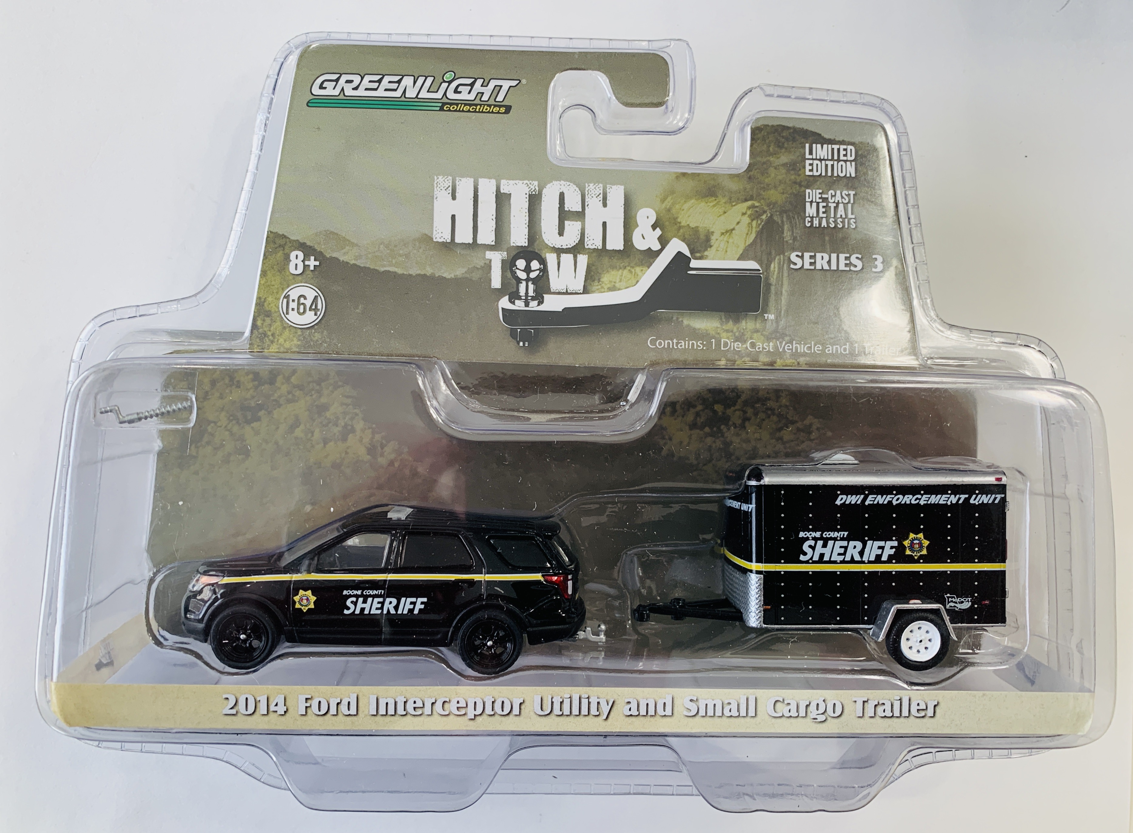 Greenlight Hitch & Tow 2014 Ford Interceptor Utility and Small Cargo Trailer