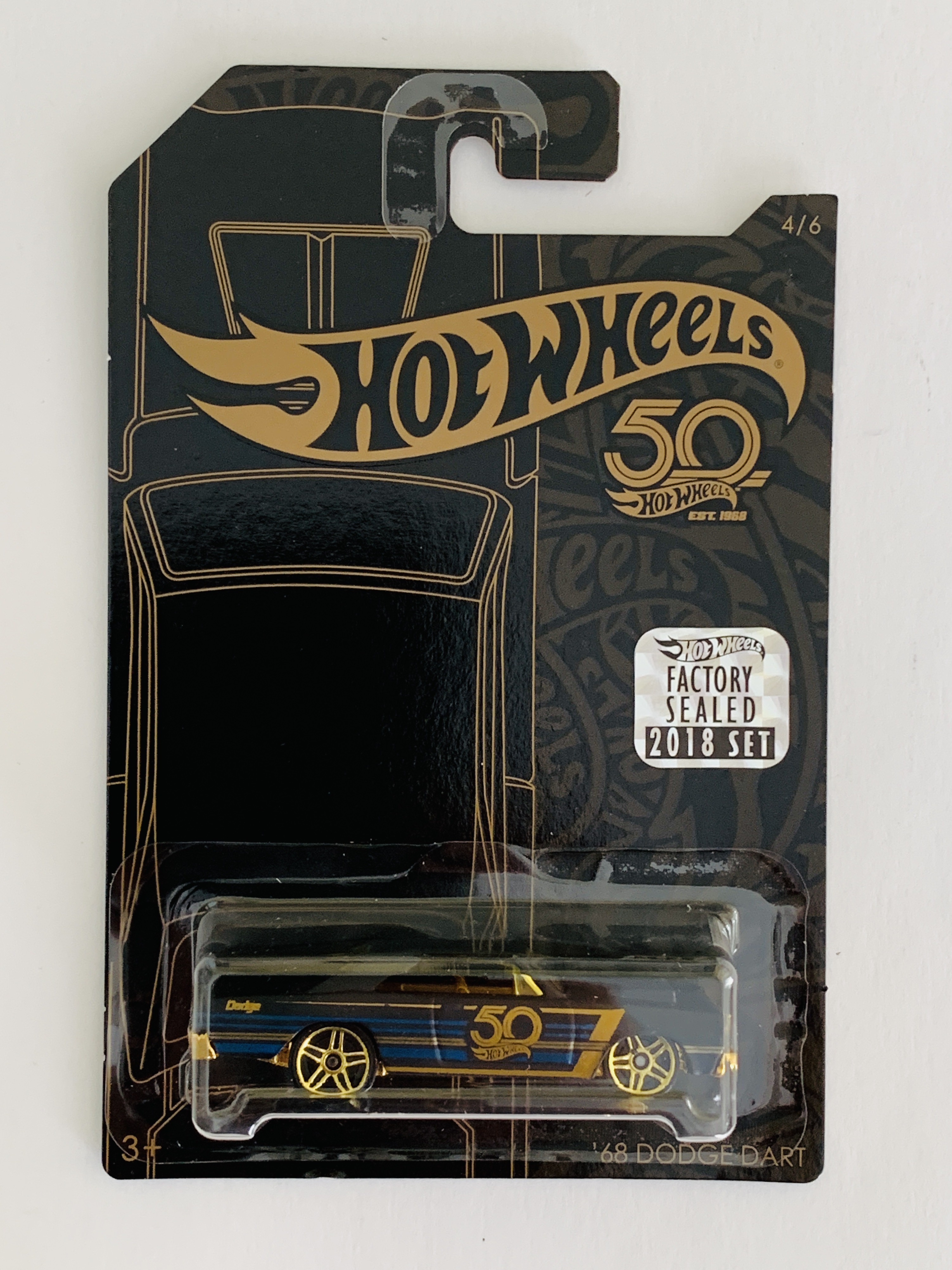 Hot Wheels 50th Anniversary Factory Set Black & Gold '68 Dodge Dart