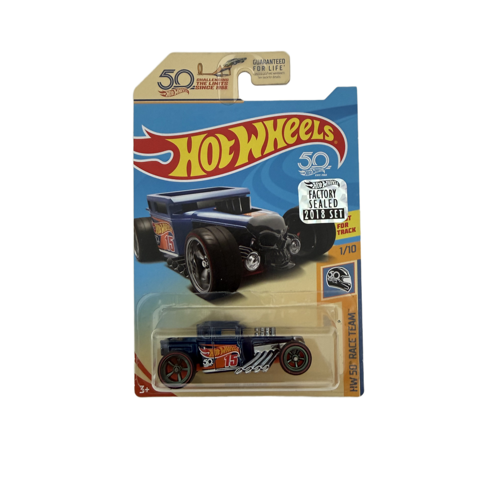 Hot Wheels 2018 50th Anniversary Factory Set Race Team Bone Shaker Super Treasure Hunt - Cracked Blister