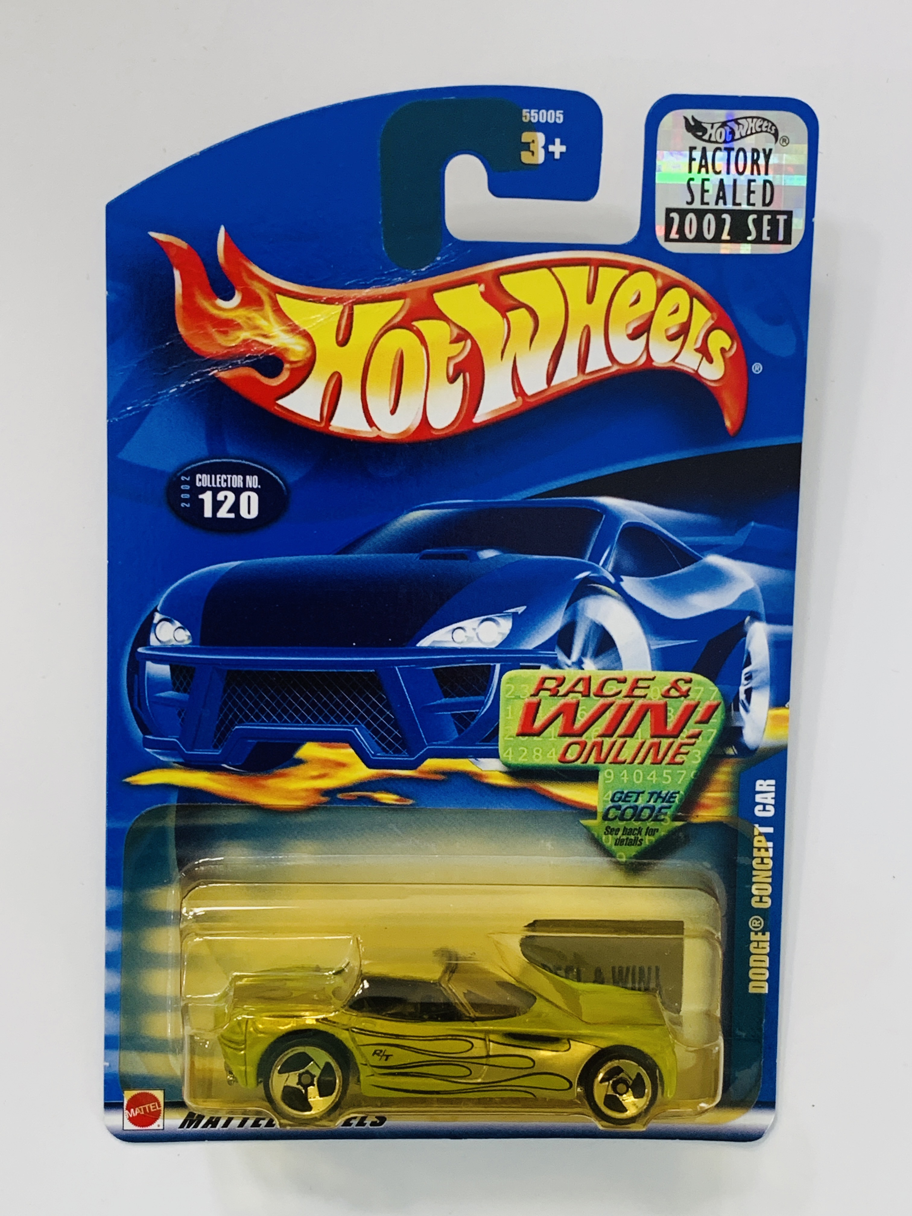 Hot Wheels 2002 Factory Set #120 Dodge Concept Car - Yellowed Blister