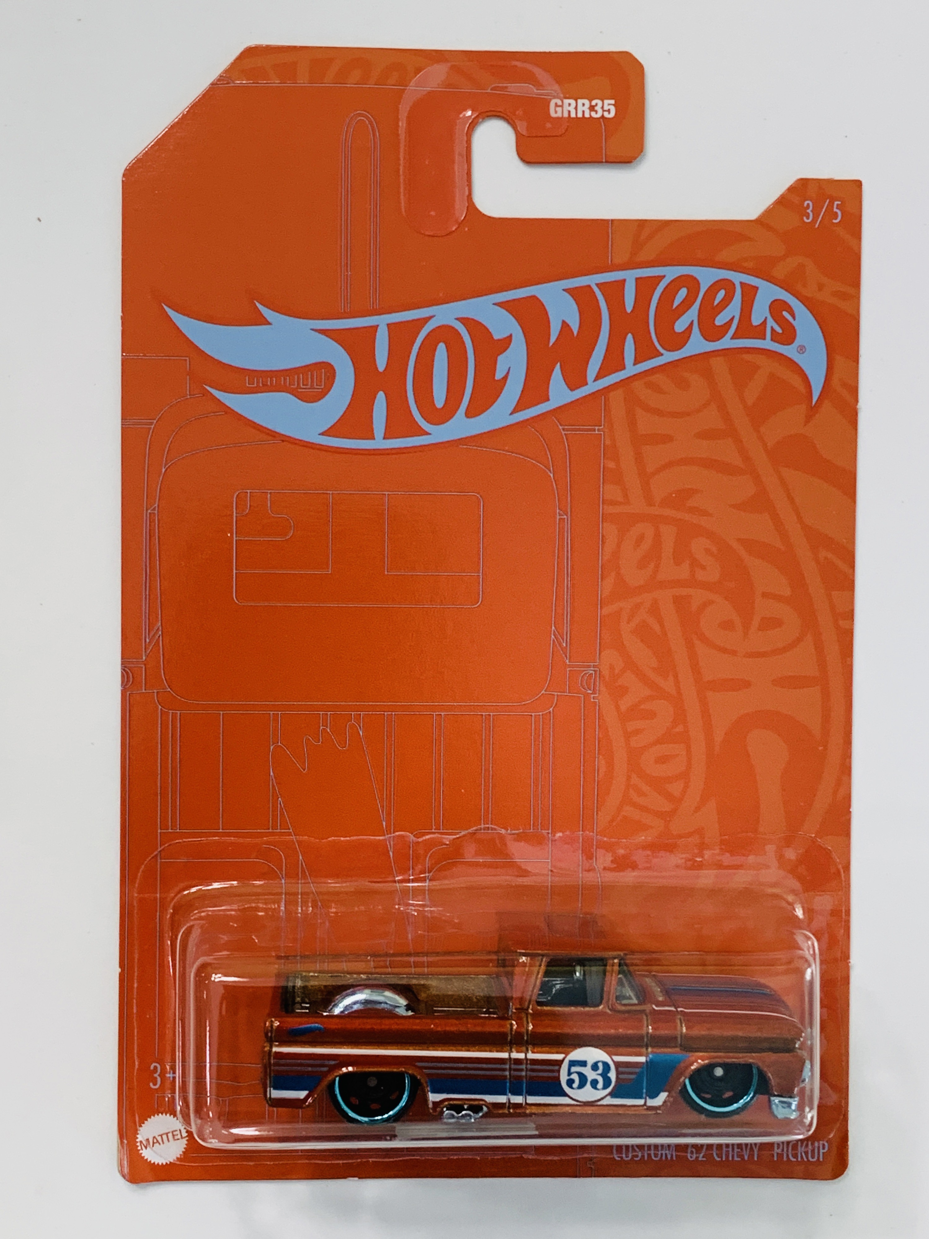 Hot Wheels 53rd Anniversary Orange And Blue Custom '62 Chevy Pickup