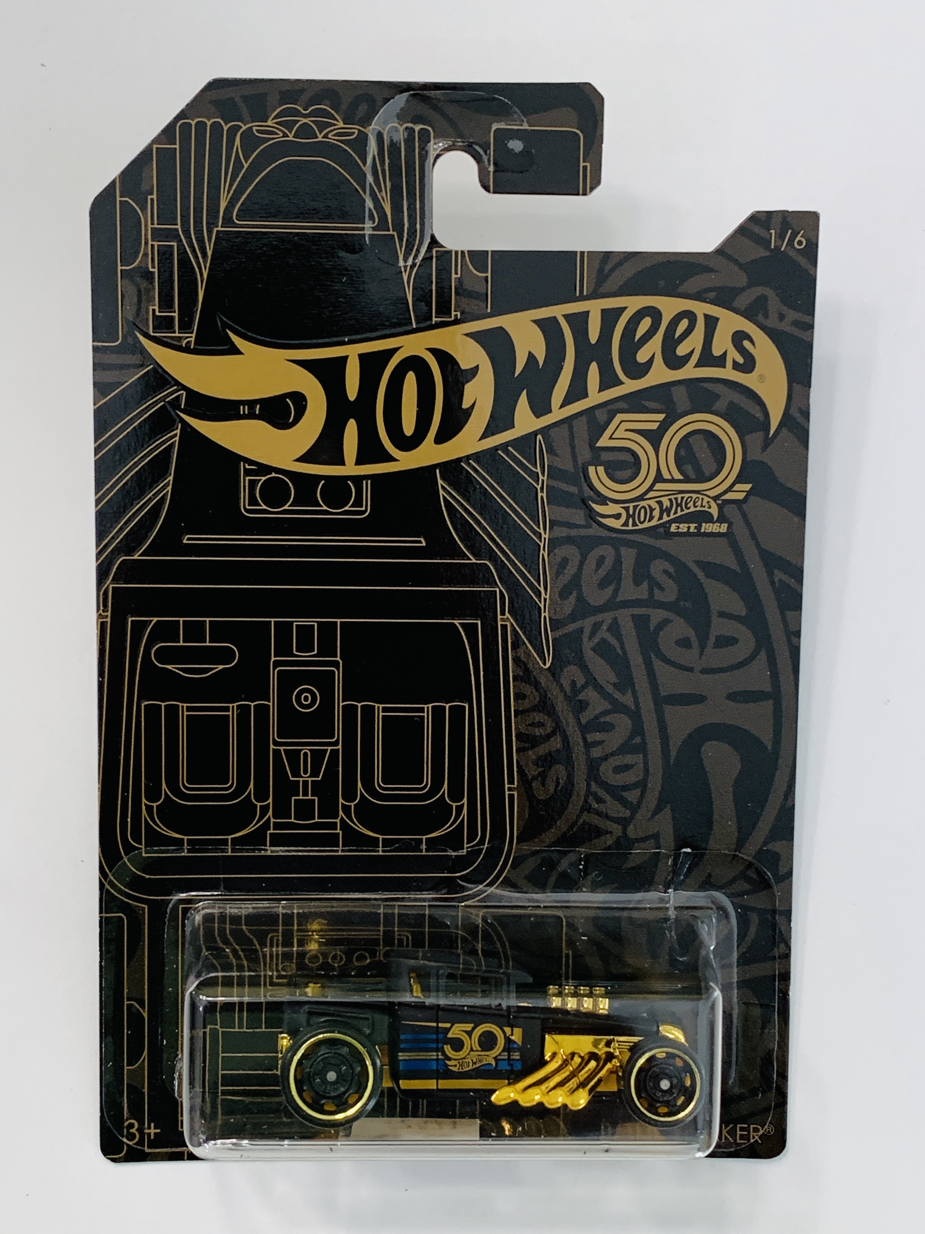 hot wheels 50th anniversary black and gold bone shaker