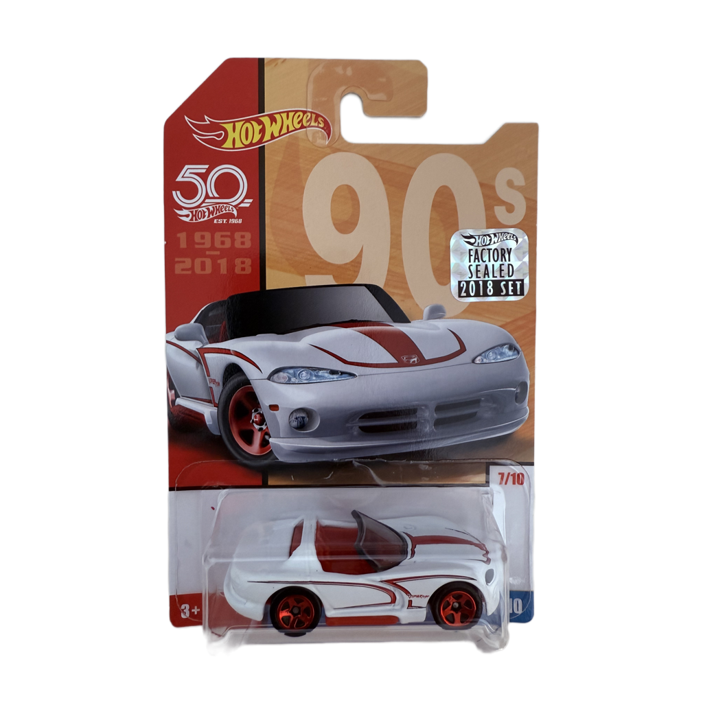 Hot Wheels 2018 50th Anniversary Factory Set Cars Of The Decades Dodge Viper RT/10