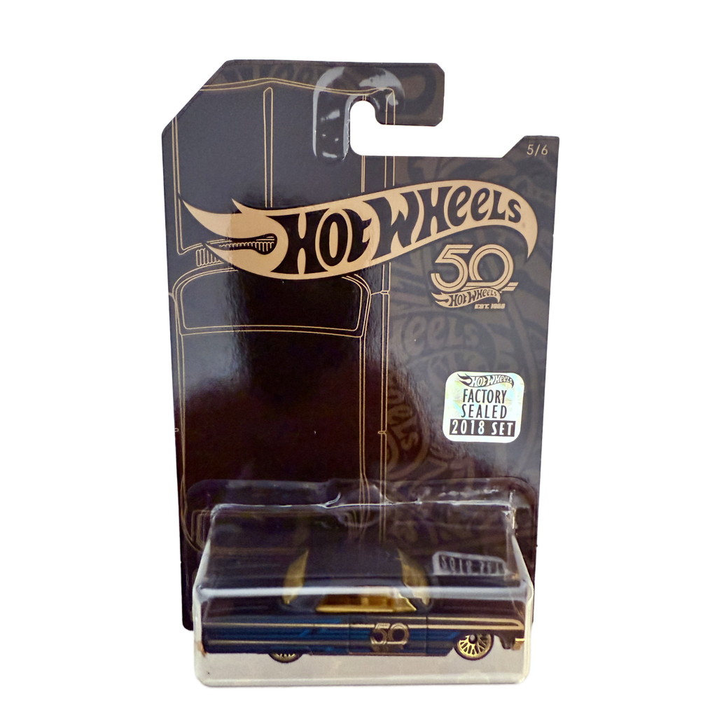 Hot Wheels 2018 50th Anniversary Factory Set Black & Gold '64 Impala - Cracked Blister