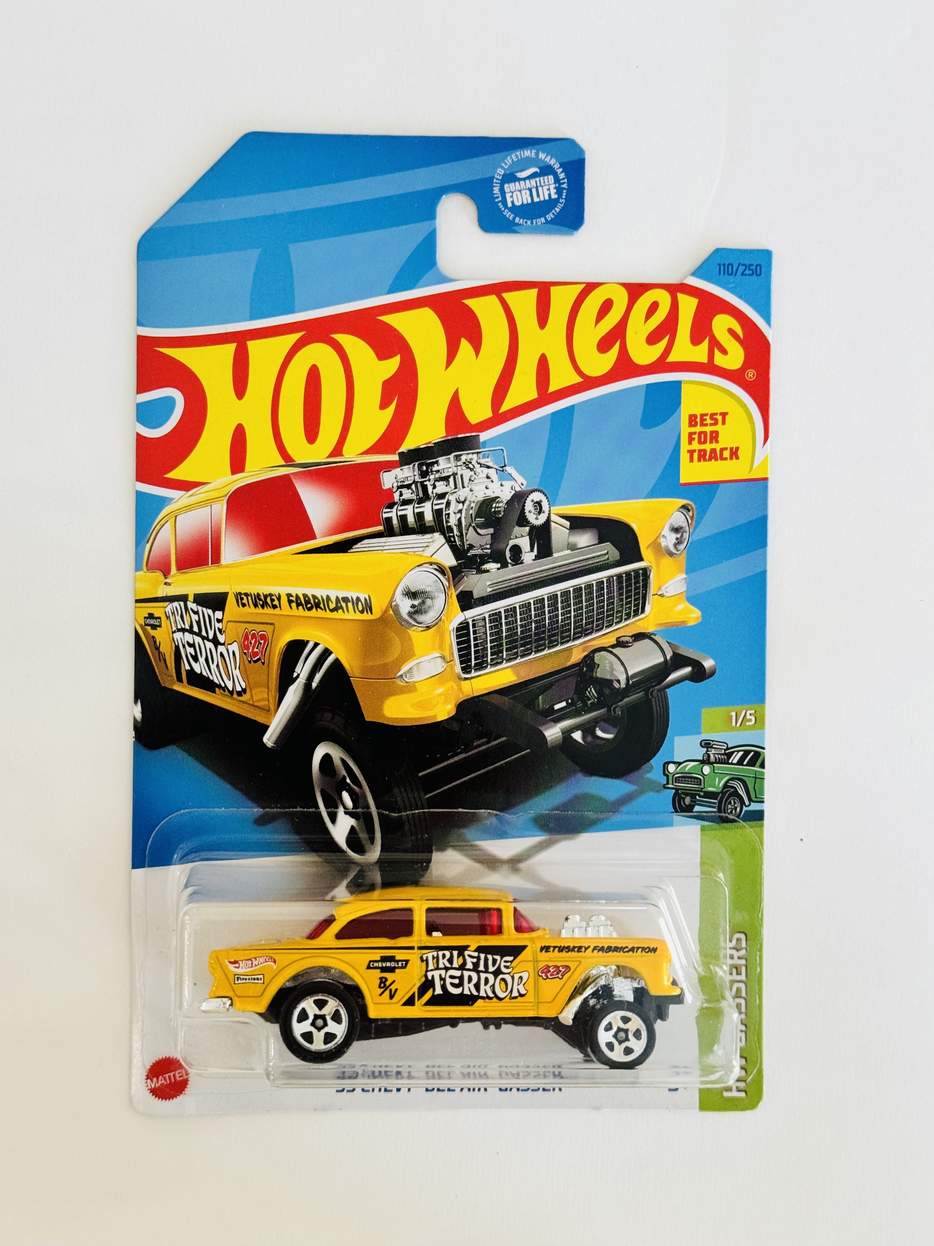 Hot Wheels #110 '55 Chevy Bel Air Gasser - Yellow