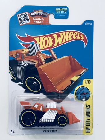 2016 Hot Wheels City Works Speed Dozer Blue Bulldozer Die Cast Toy Con Vehicle Equipment