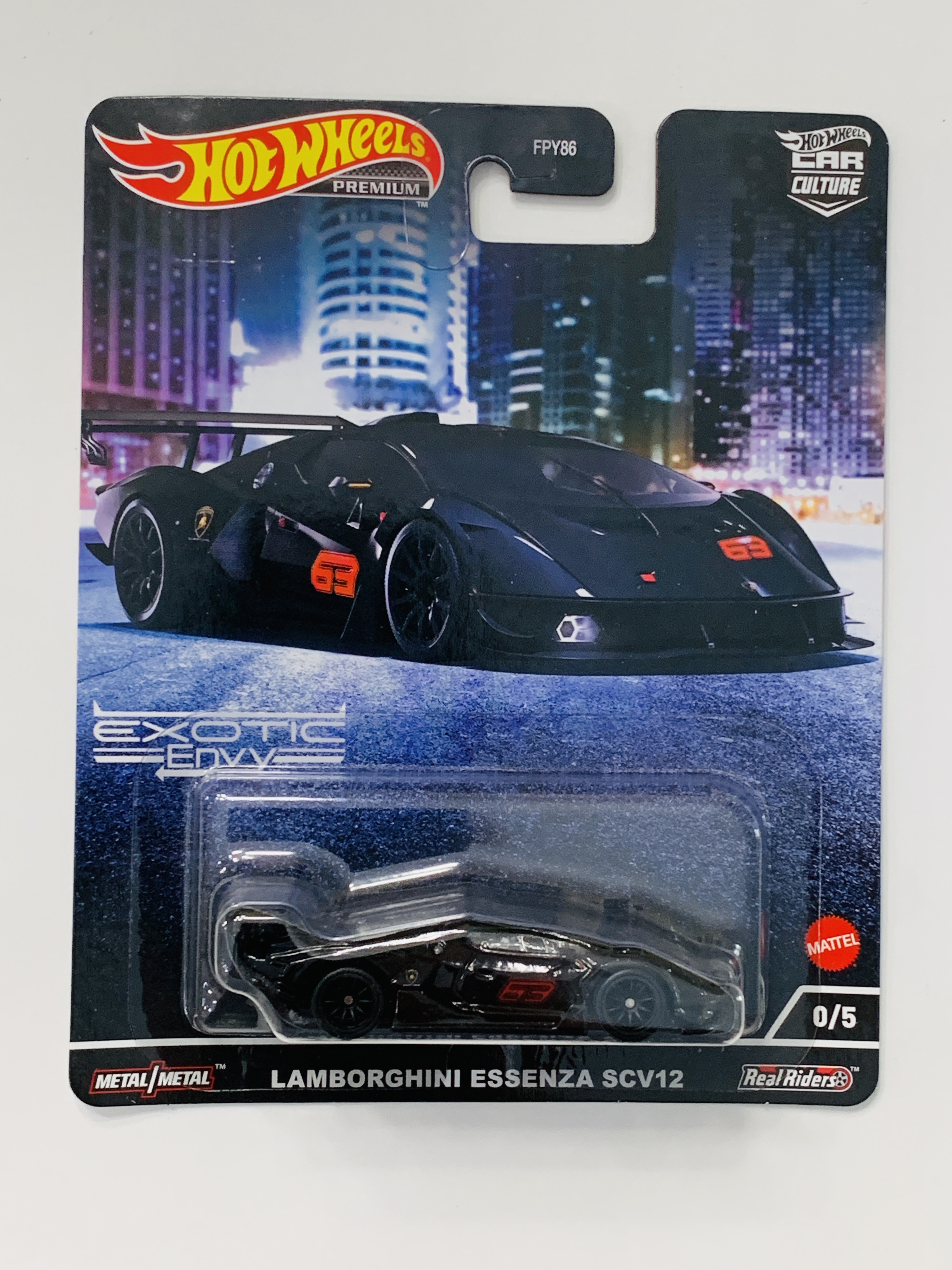 Hot Wheels Premium Exotic Envy Chase 0/5 Lamborghini Essenza SCV12 Black  Chase