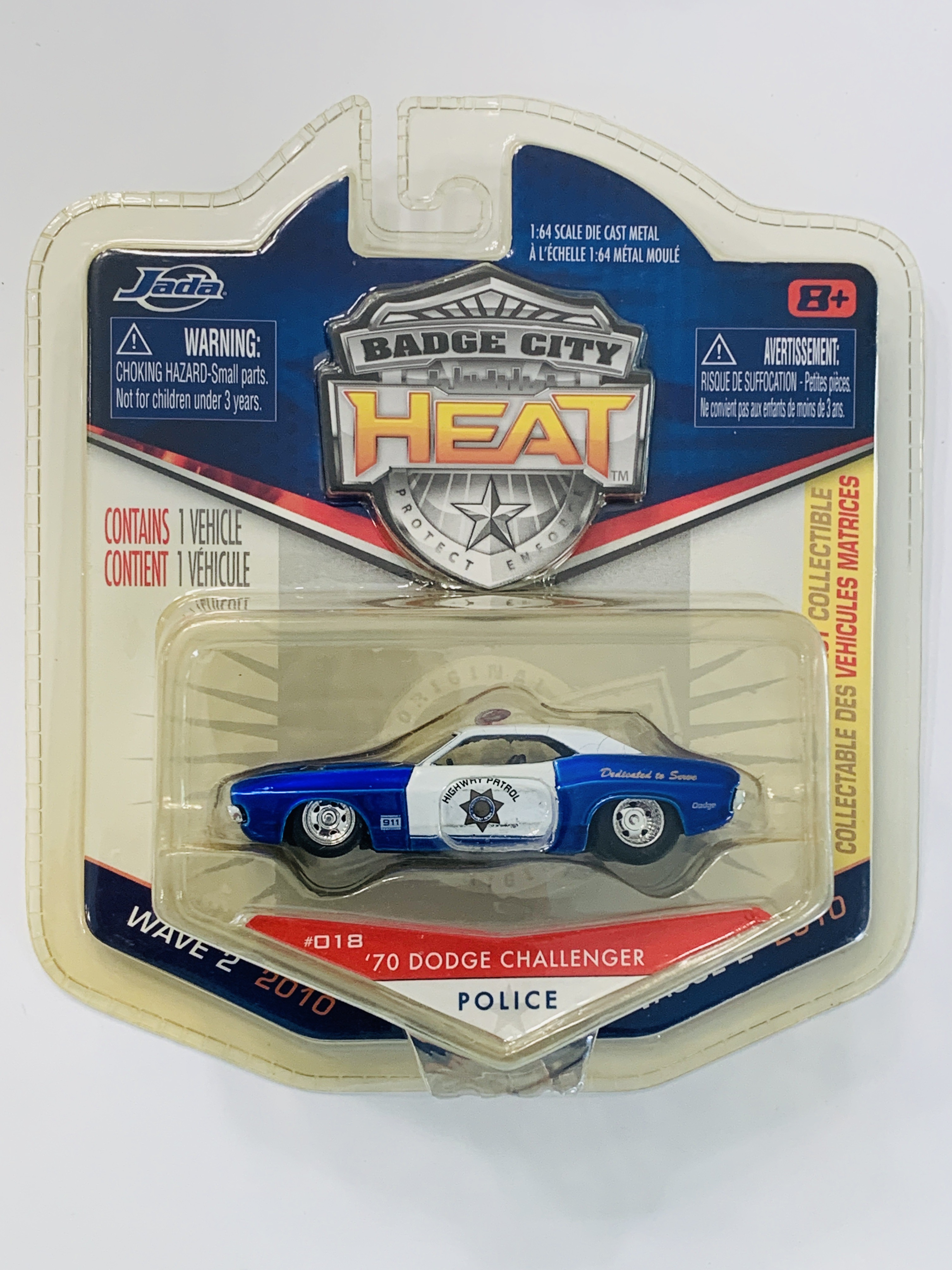 Jada Badge City Heat '70 Dodge Challenger - Yellowed Blister