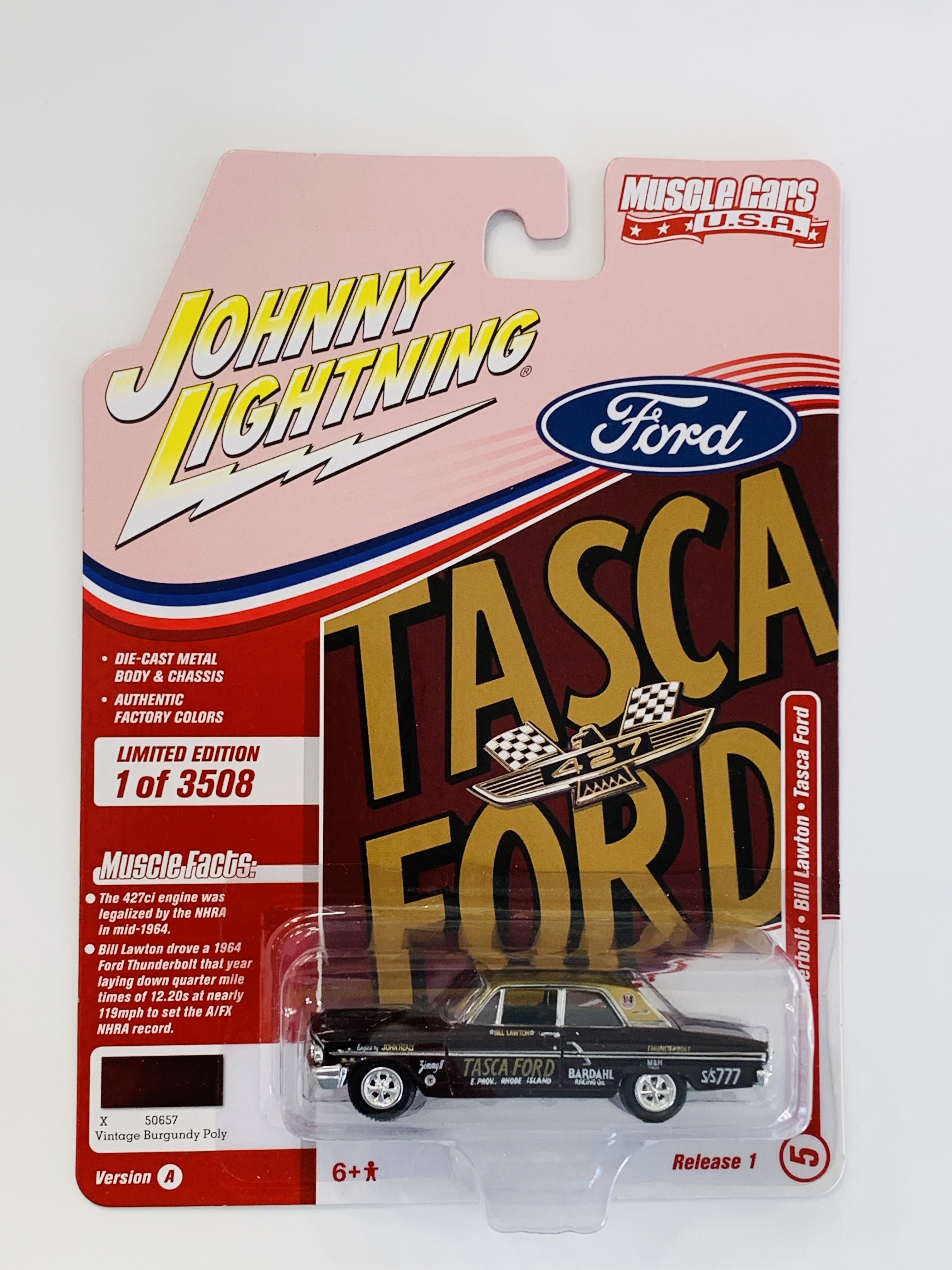 Johnny Lightning Muscle Cars U.S.A. 1964 Ford Thunderbolt Bill Lawton Tasca Ford