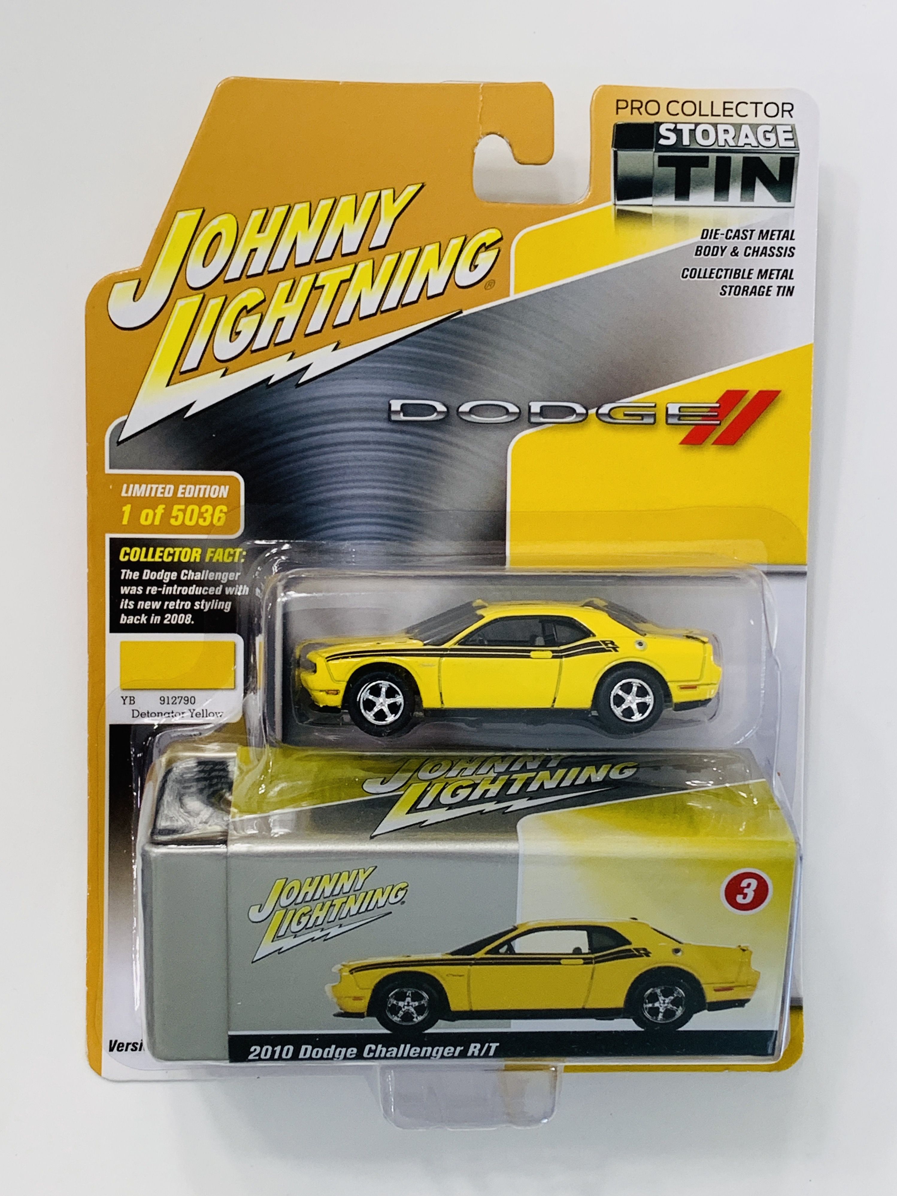 Johnny Lighting Pro Collector Tin 2010 Dodge Challenger R/T - Yellow