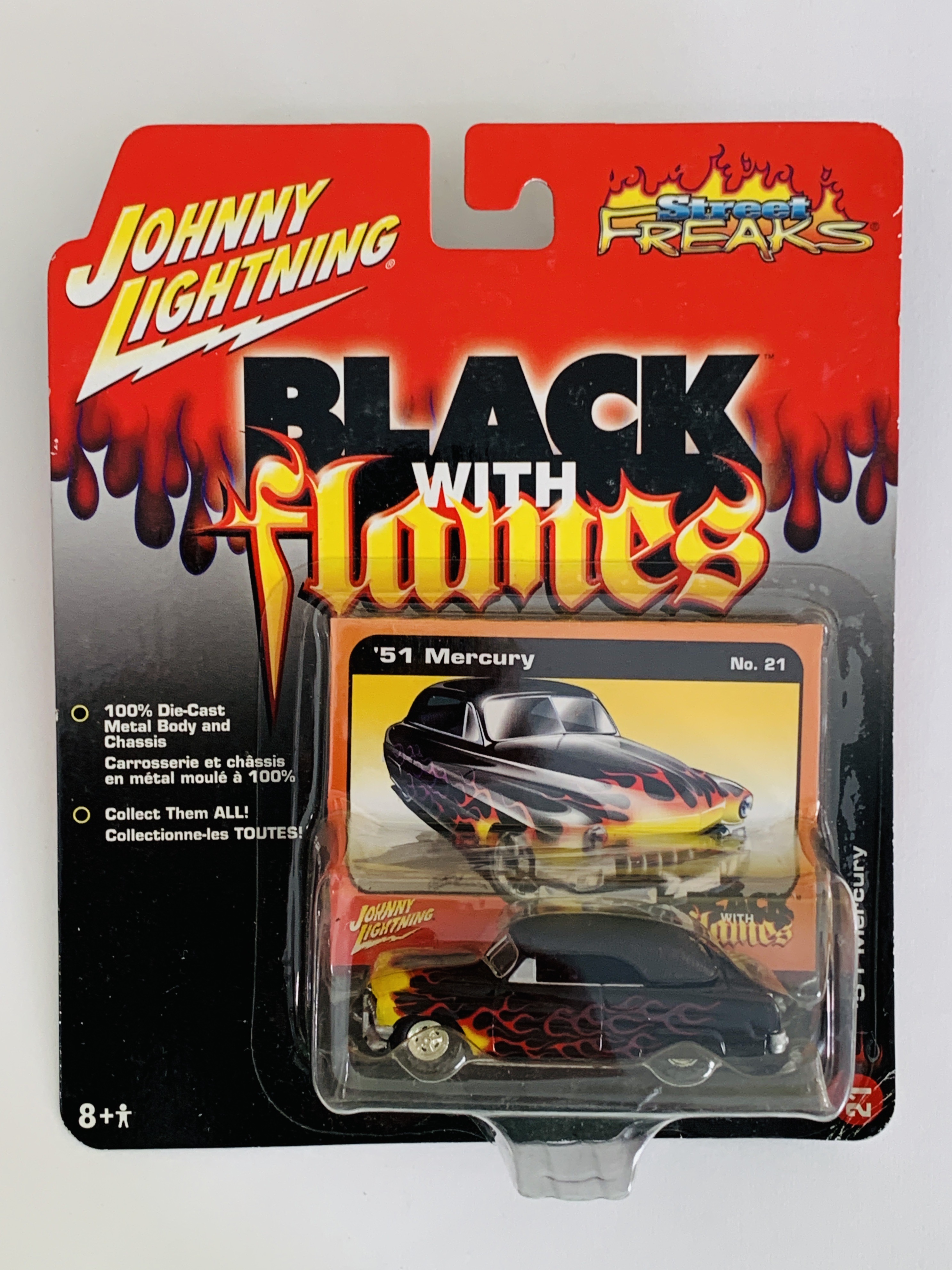 Johnny Lightning Black With Flames '51 Mercury