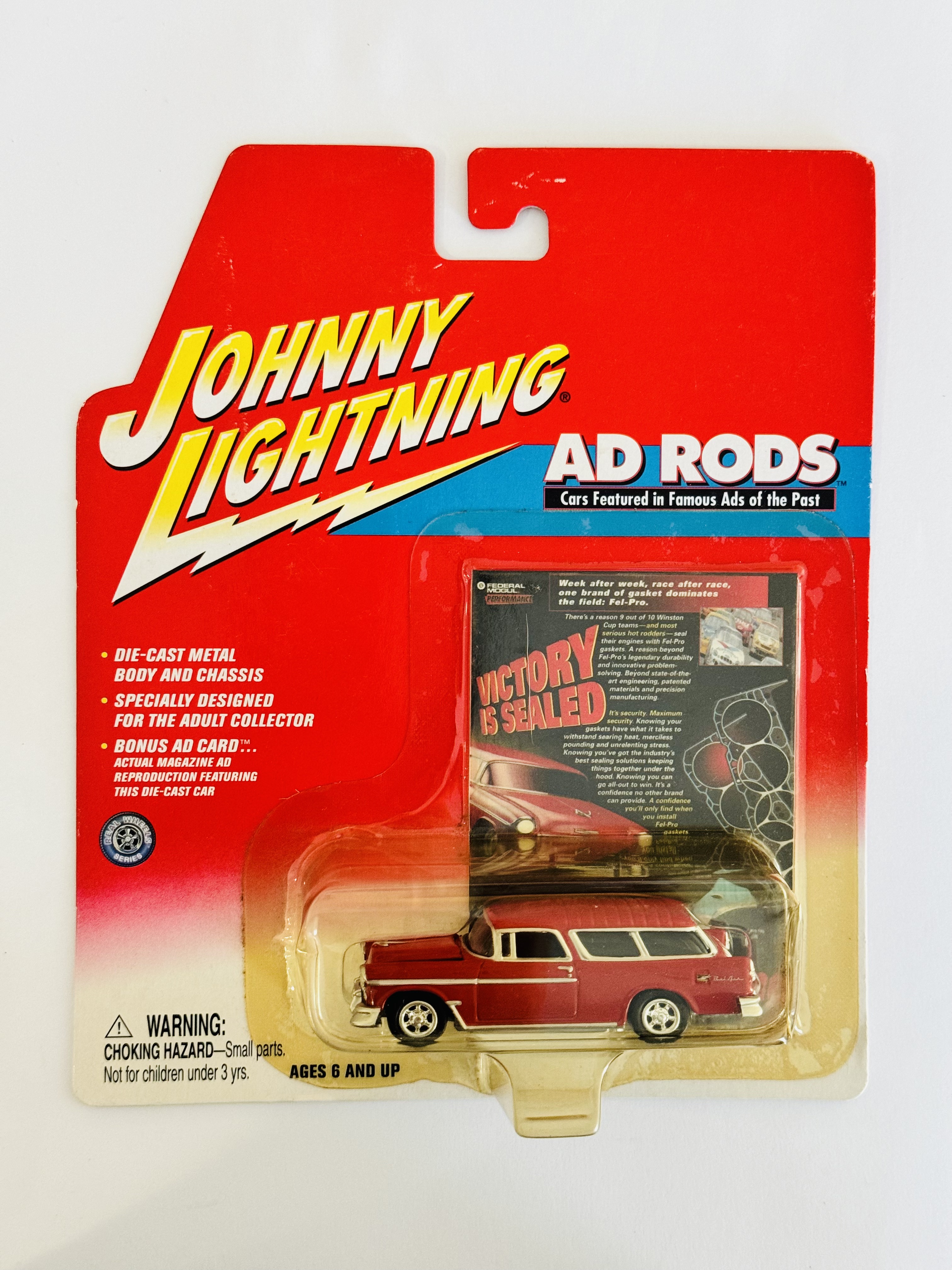 Johnny Lightning Ad Rods 1955 Chevy Nomad - Yellowed Blister